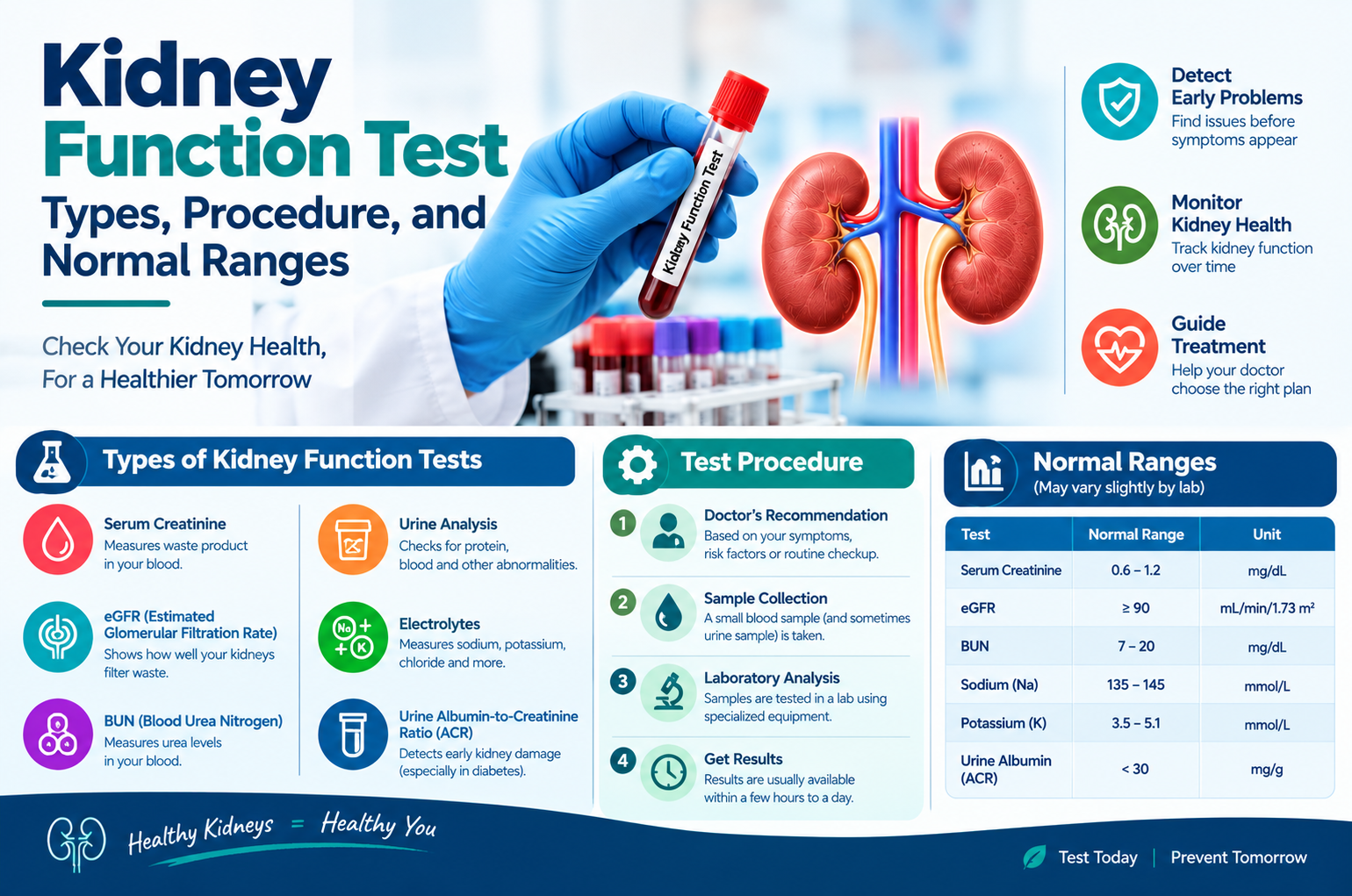 Kidney Function Test - Types, Procedure, and Normal Ranges