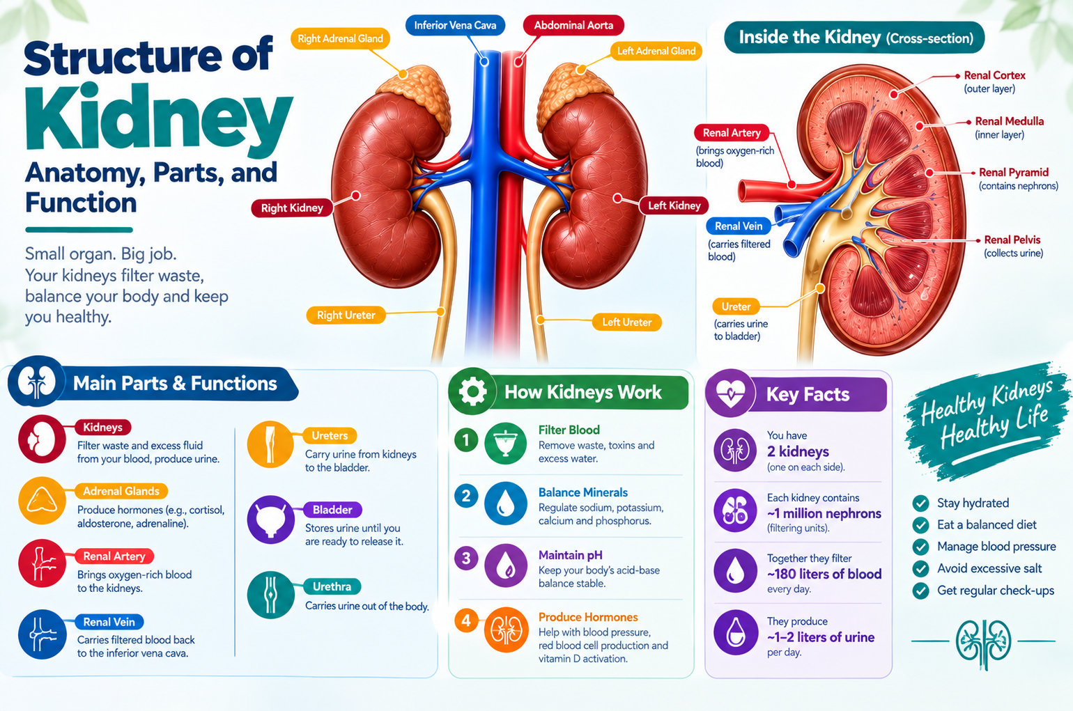 Structure of Kidney - Anatomy, Parts, and Function